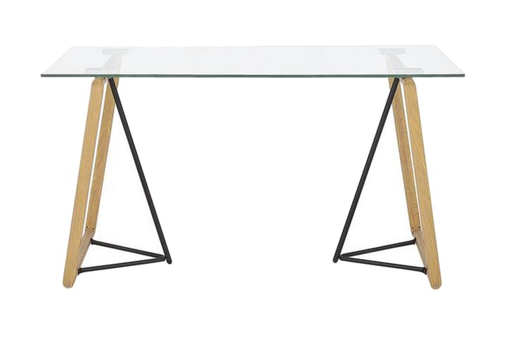 Spisebord Wauna 140 cm - Glass/Lysebrun/Svart - Møbler - Bord - Spisebord & kjøkkenbord