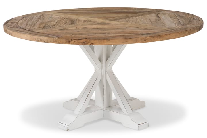 Spisebord Yorkshire 150 cm Rundt - Vintage Natur/Hvit - Møbler - Bord - Spisebord & kjøkkenbord