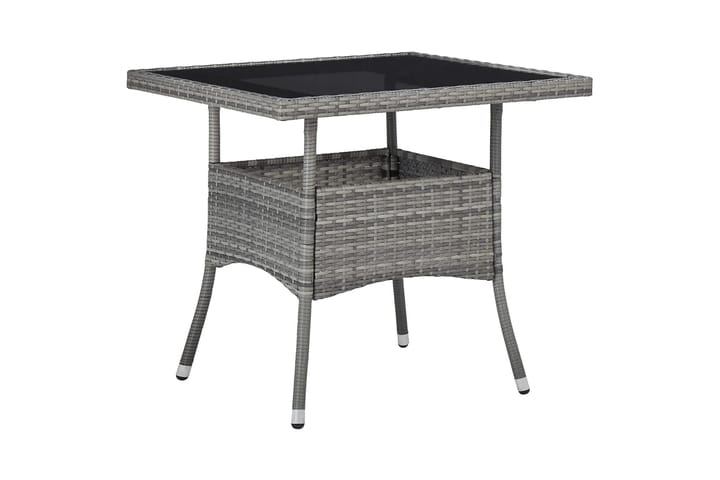 Utendørs spisebord grå polyrotting og glass - Grå - Møbler - Bord - Spisebord & kjøkkenbord