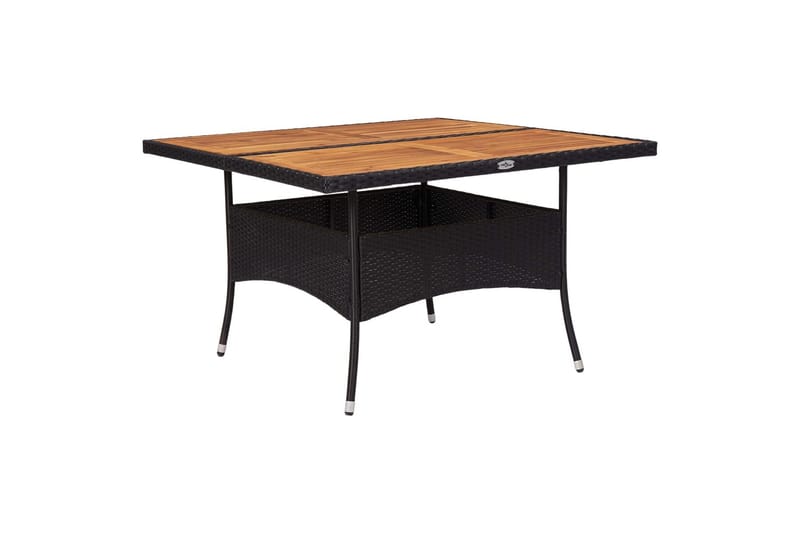 Utendørs spisebord svart polyrotting og heltre akasie - Møbler - Bord - Spisebord & kjøkkenbord