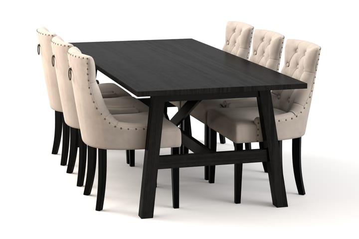 Spisebord Bayview 220 Cm med 6 Kjøkkenstoler Ophelia - Svart - Møbler - Bord - Spisegrupper