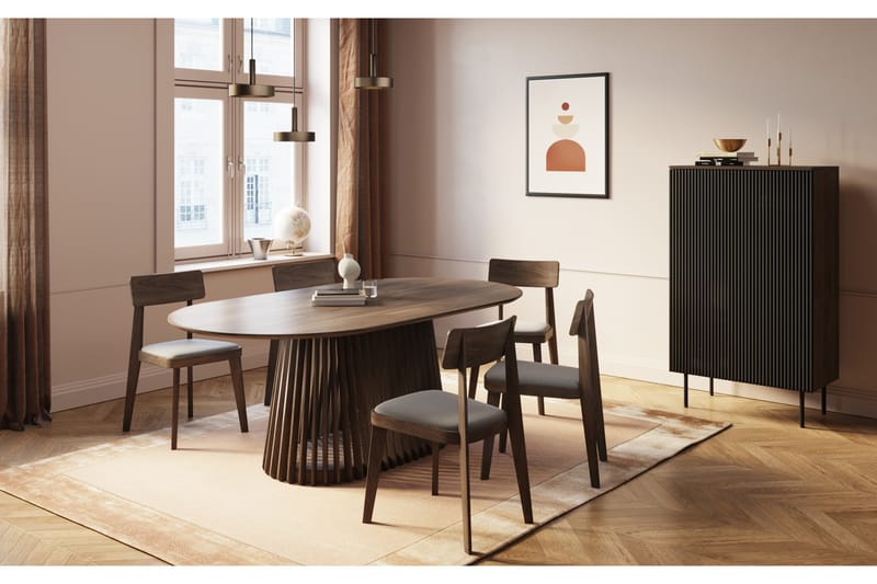 Spisebord Gontas 200 cm Ovalt med 6 Spisestoler Wadyn - Natur - Møbler - Bord - Spisegruppe