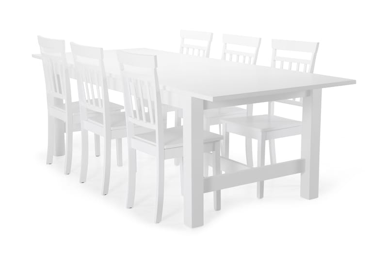 Spisebord Isadora med 6 Catskill stoler - Hvit - Møbler - Bord - Spisegruppe