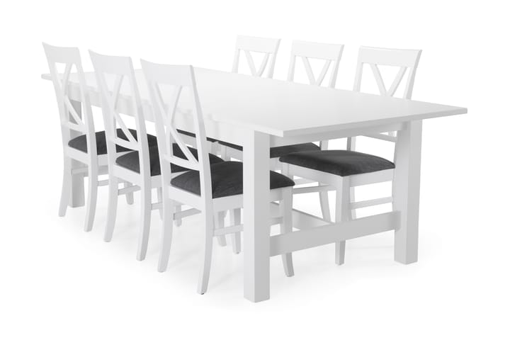 Spisebord Isadora med 6 Twain stoler - Hvit - Møbler - Bord - Spisegruppe