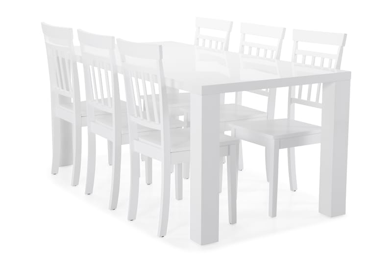Spisebord Jack med 6 Catskill stoler - Hvit - Møbler - Bord - Spisegrupper