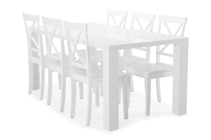 Spisebord Jack med 6 Nadica stoler - Hvit - Møbler - Bord - Spisegruppe