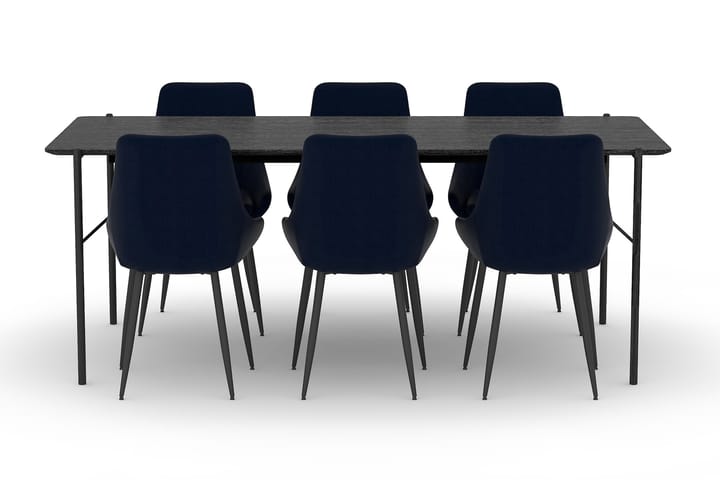 Spisebord Leeling 200 cm med 6 Kjøkkenstoler Bergviken - Svart - Møbler - Bord - Spisegruppe