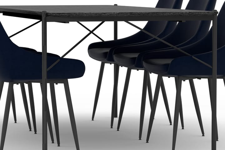 Spisebord Leeling 200 cm med 6 Kjøkkenstoler Bergviken - Svart - Møbler - Bord - Spisegruppe
