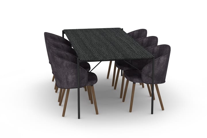 Spisebord Leeling 200 cm med 6 Spisestoler Dorathy - Svart - Møbler - Bord - Spisegruppe