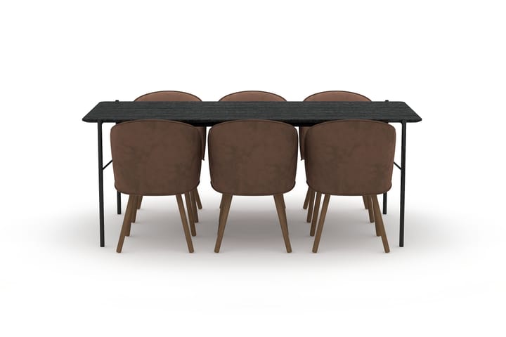 Spisebord Leeling 200 cm med 6 Spisestoler Dorathy - Svart - Møbler - Bord - Spisegruppe