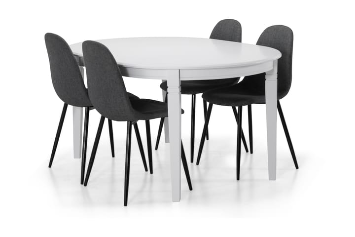 Spisebord Lowisa Forlengningsbart 150 cm Ovalt - Hvit|Svart - Møbler - Bord - Spisegruppe