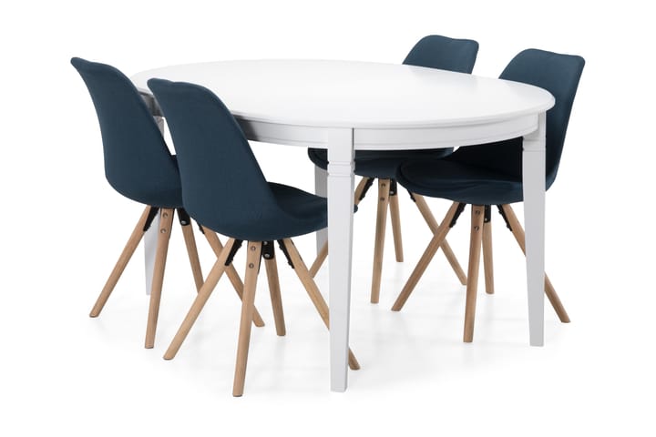 Spisebord Lowisa med 4 Anton stoler - Hvit|Blå - Møbler - Bord - Spisegruppe