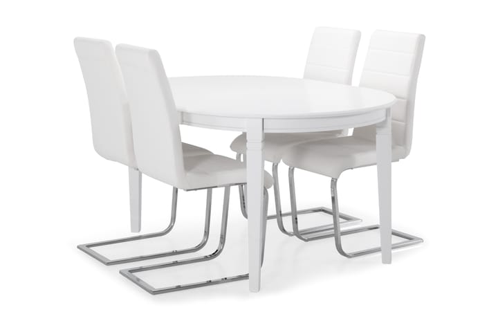 Spisebord Lowisa med 4 Jack stoler - Hvit - Hagemøbler & utemiljø - Stoler & Lenestoler - Utelenestoler