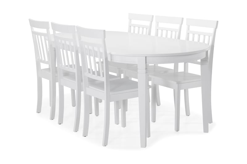 Spisebord Lowisa med 6 Catskill stoler - Hvit - Møbler - Bord - Spisegrupper
