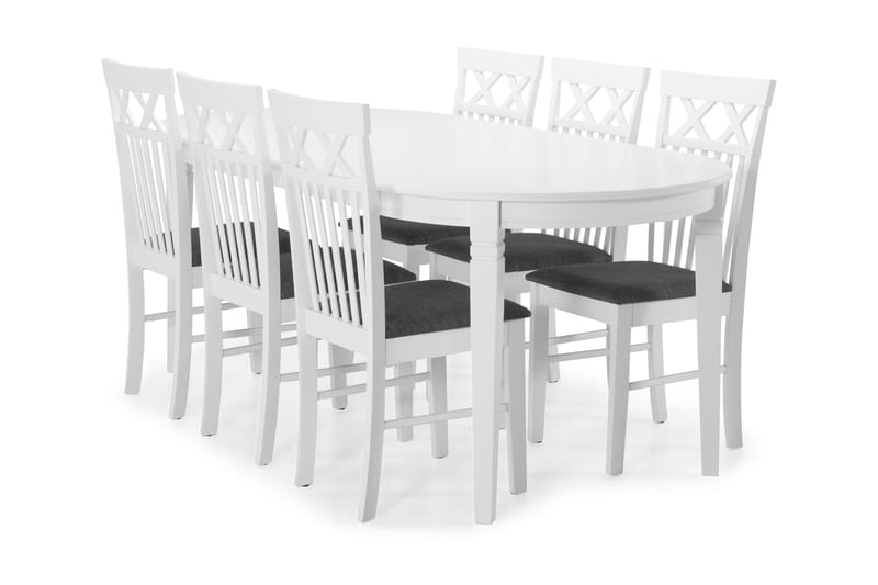 Spisebord Lowisa med 6 Magdalena stoler - Hvit - Hagemøbler & utemiljø - Stoler & Lenestoler - Utelenestoler