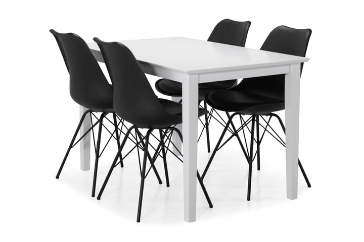 Spisebord Matilda med 4 Scale stoler - Hvit|Svart - Møbler - Bord - Spisegruppe