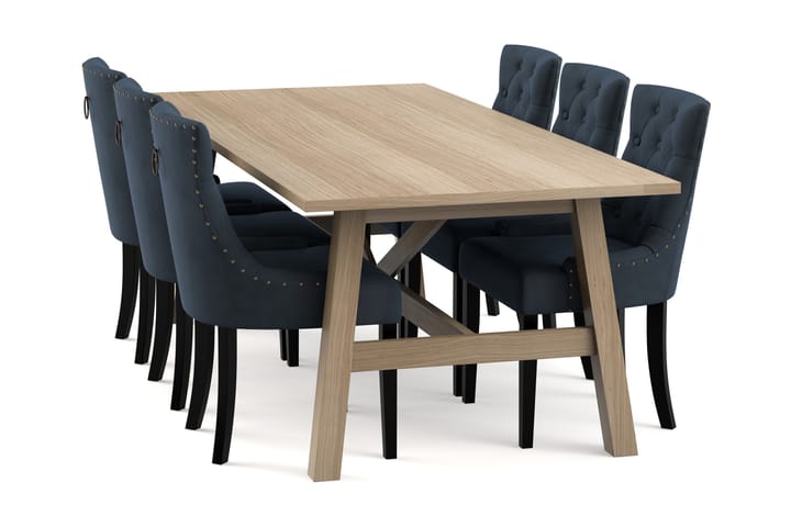 Spisebord Redex 200 cm med 6 Kjøkkenstoler Ophelia - Hvit - Møbler - Bord - Spisegruppe