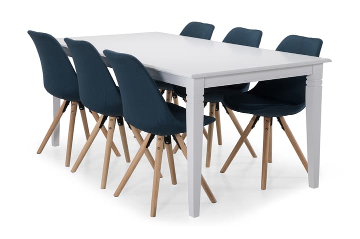 Spisebord Twain med 6 Anton stoler - Hvit|Blå - Møbler - Bord - Spisegruppe
