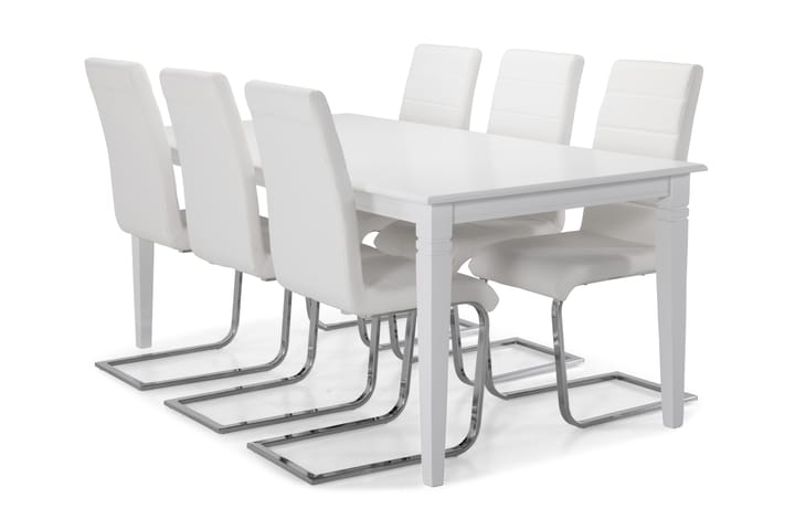 Spisebord Twain med 6 Jack stoler - Hvit - Møbler - Bord - Spisegruppe