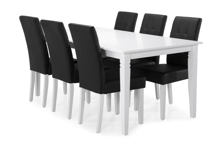 Spisebord Twain med 6 Leo stoler - Svart|Hvit - Møbler - Bord - Spisegruppe