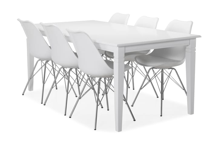 Spisebord Twain med 6 Scale stoler - Hvit|Krom - Møbler - Bord - Spisegruppe