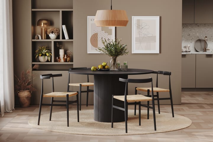 Spisegruppe 130 cm Rund inkl. 4 Brixton-stoler - Svart / Svart - Møbler - Bord - Spisebord & kjøkkenbord