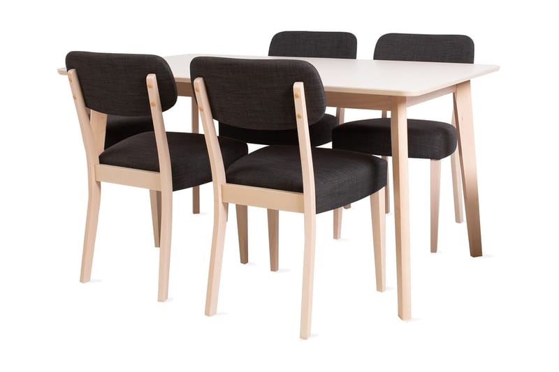 Spisegruppe Adora med 4 stoler - Lys Bok - Møbler - Bord - Spisegrupper