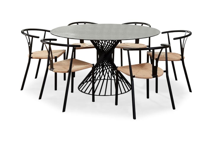 Spisegruppe Jada 140 cm Rund Glass med 6 Tarnia Spisestol St - Møbler - Bord - Spisebord & kjøkkenbord