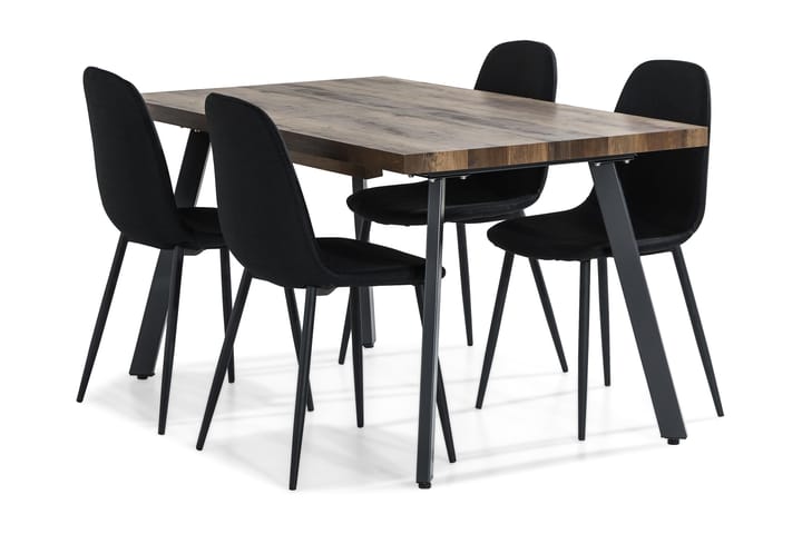 Spisegruppe Jaunita Forlengningsbar 140 cm med 4 Naira Stol - Brun|Svart - Møbler - Bord - Spisebord & kjøkkenbord
