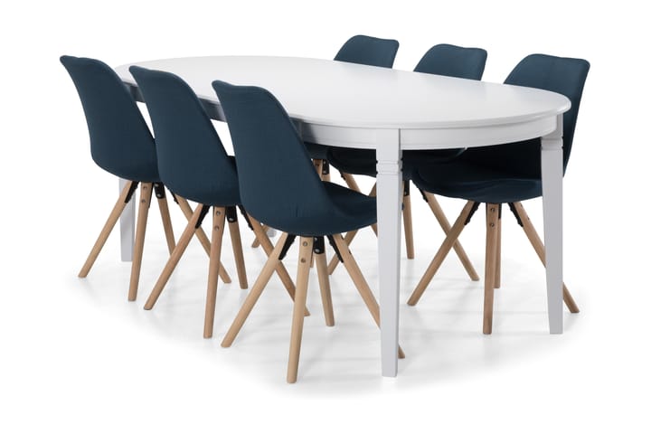 Spisegruppe Lowisa 200 cm Ovalt - Hvit|Beige|Blå - Hagemøbler & utemiljø - Stoler & Lenestoler - Utelenestoler