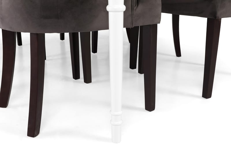Spisegruppe Milton 200 cm med 6 Lenestoler Ophelia Fløyel - Hvit|Grå - Møbler - Bord - Spisegrupper