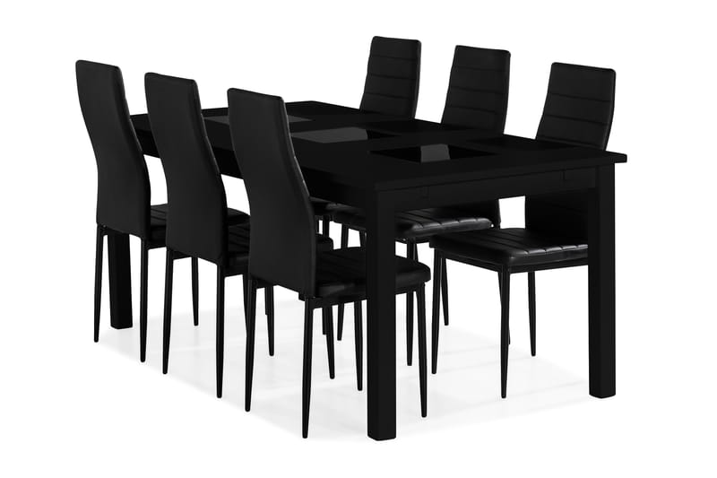 Spisegruppe Octavia med 6 Fred Spisestoler - Svart - Møbler - Bord - Spisebord & kjøkkenbord