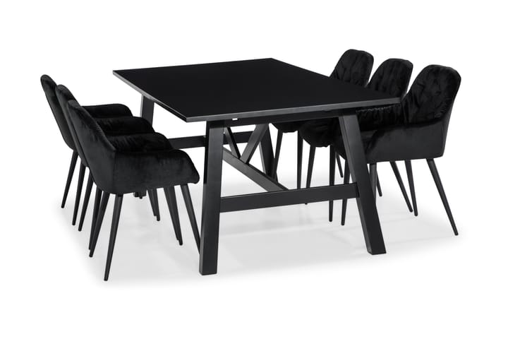 Spisegruppe Redex 220 cm med 6 Khloe Kjøkkenstoler Fløyel - Møbler - Bord - Barbord & ståbord