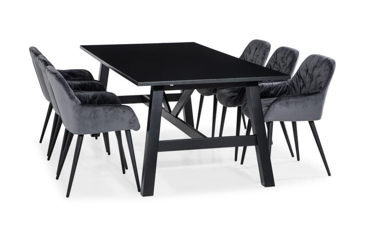 Spisegruppe Redex 220 cm med 6 Khloe Kjøkkenstoler Fløyel - Møbler - Bord - Spisegrupper