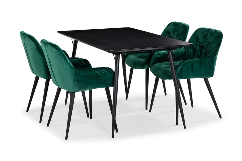Spisegruppe Steph 140 cm med 4 Khloe Kjøkkenstoler Fløyel - Møbler - Bord - Spisegrupper