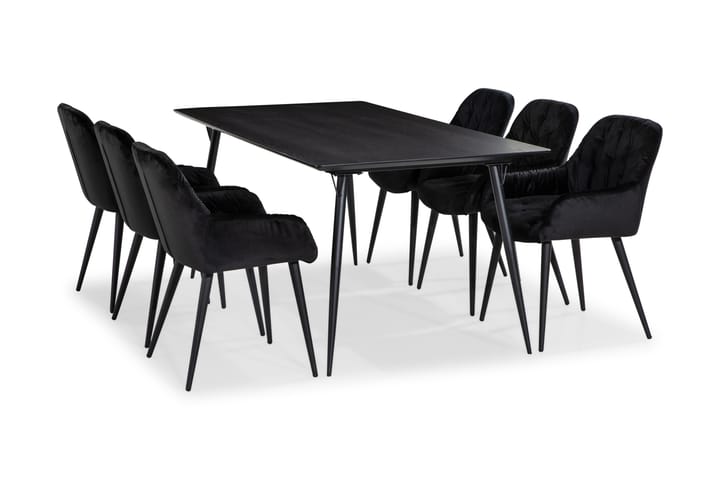 Spisegruppe Steph 180 cm med 6 Khloe Kjøkkenstoler Fløyel