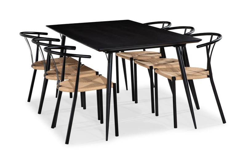 Spisegruppe Steph 180 cm med 6 Tarina Spisestoler Stål - Møbler - Stoler - Spisestuestoler & kjøkkenstoler