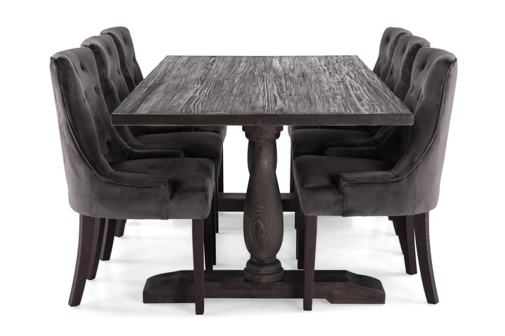 Spisegruppe Suzon 200 cm Vintage Alm/Mørkgrå - Møbler - Bord - Spisebord & kjøkkenbord