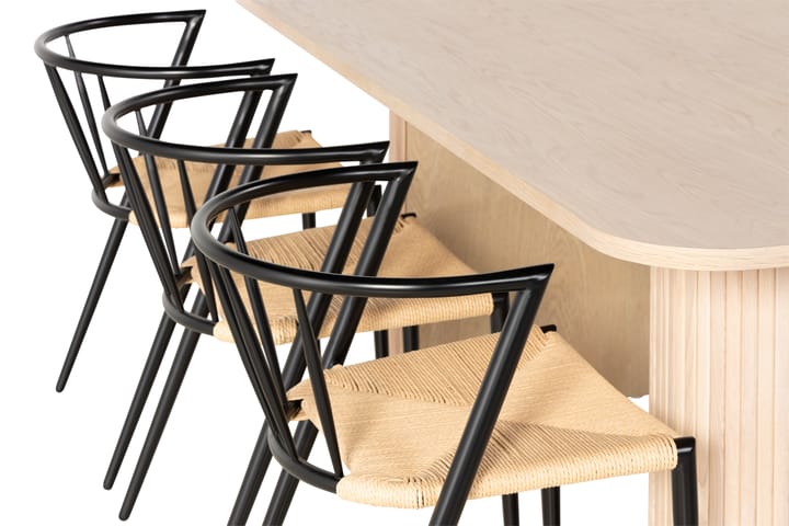 Spisegruppe Uppveda 200 cm inkl. 6 Radella stoler - Hvit/Svart - Møbler - Bord - Spisegrupper