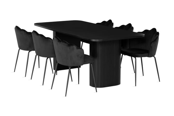 Spisegruppe Uppveda 200 cm inkl. 6 Viberud stoler - Svart - Møbler - Bord - Spisegruppe