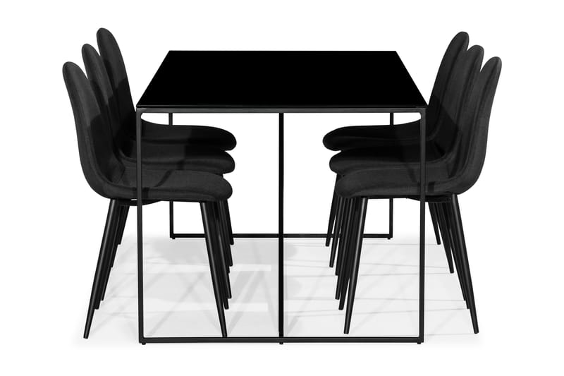 Treni Spisegruppe med 6 Naira Stoler - Glass|Metall|Svart - Møbler - Bord - Spisebord & kjøkkenbord