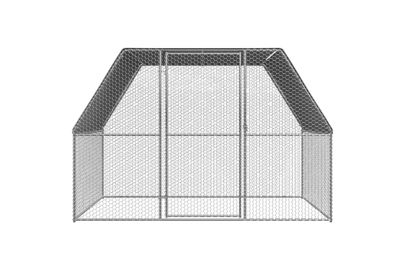 Utendørs hønsehus 3x2x2 m galvanisert stål - Silver - Møbler - Husdyrmøbler - Bur & Transportbur