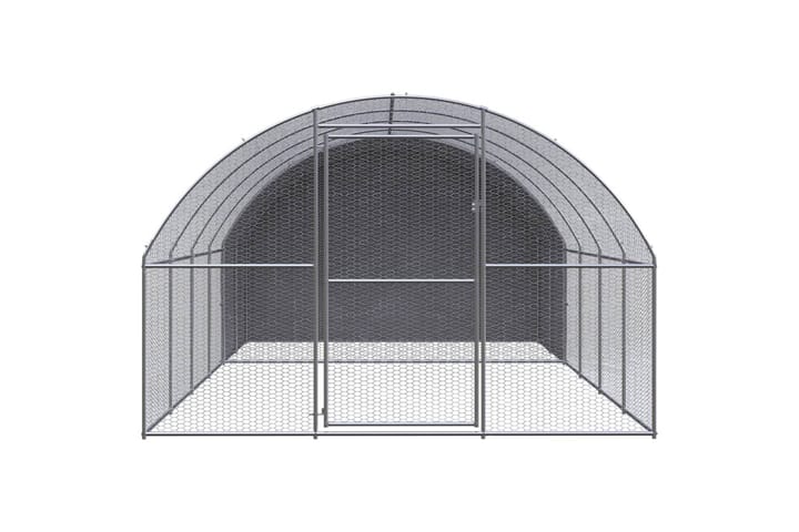 Utendørs hønsehus 3x4x2 m galvanisert stål - Silver - Møbler - Husdyrmøbler - Bur & Transportbur
