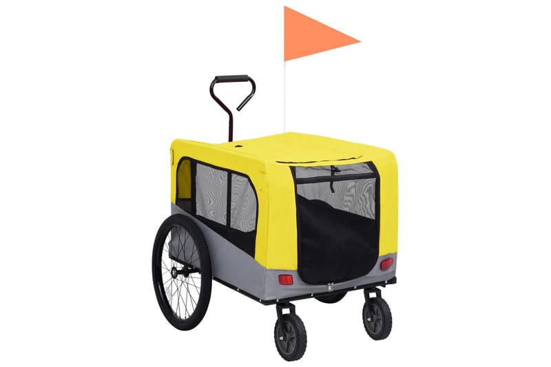 2-i-1 sykkeltilhenger og joggevogn for kjæledyr gul og grå - Gul - Møbler - Husdyrmøbler - Hundemøbler - Hundebur & hundetransport