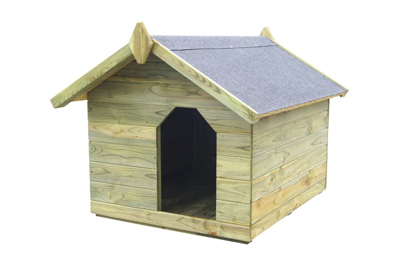 Hundehus for hage med tak som åpnes impregnert furu - Grå|Beige - Møbler - Husdyrmøbler - Hundemøbler - Hundehus & hundegård