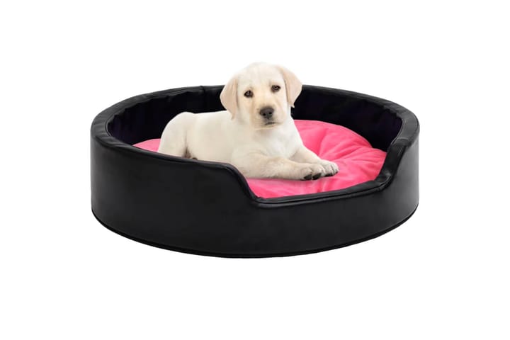 Hundeseng svart og rosa 79x70x19 cm plysj og kunstig lær - Svart - Møbler - Husdyrmøbler - Hundemøbler - Hundekurv & hundeseng