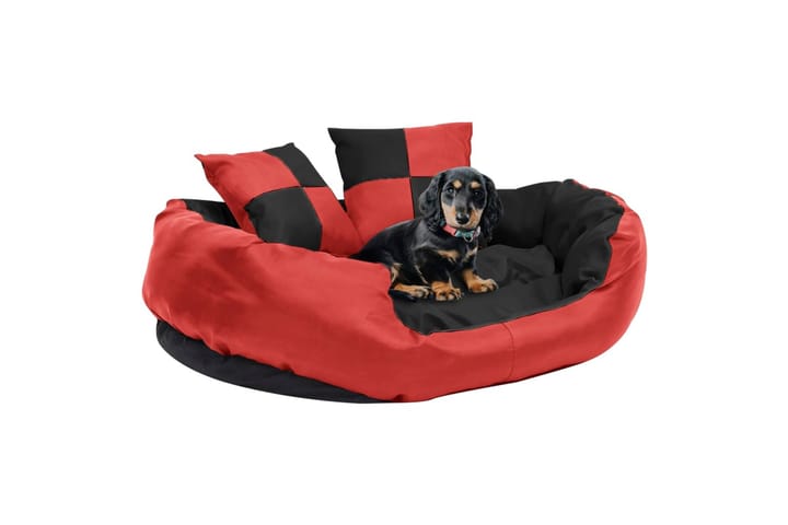Vendbar og vaskbar hundepute rød og svart 85x70x20 cm - Rød - Møbler - Husdyrmøbler - Hundemøbler - Hundekurv & hundeseng