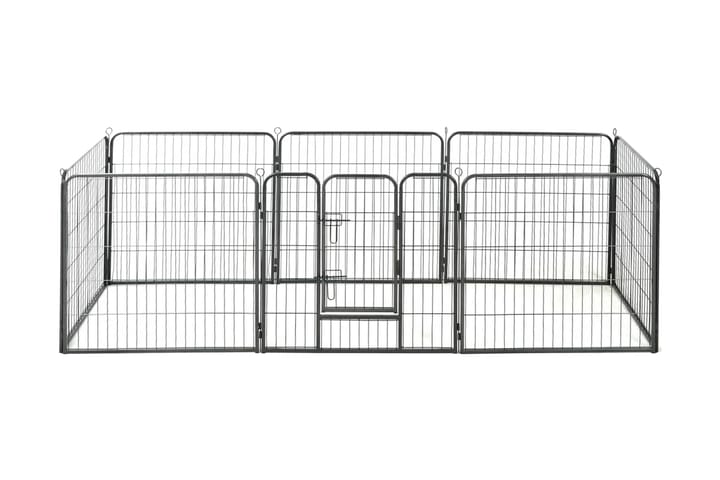 Hundegrind 8 paneler stål 80x80 cm svart - Grå|Svart - Møbler - Husdyrmøbler - Hundetilbehør & hundeaccessoarer - Hundegrind & hundegjerde