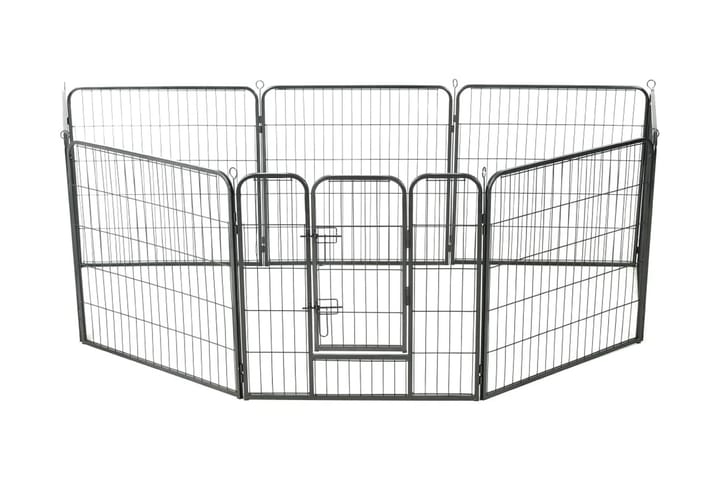 Hundegrind 8 paneler stål 80x80 cm svart - Grå|Svart - Møbler - Husdyrmøbler - Hundetilbehør & hundeaccessoarer - Hundegrind & hundegjerde