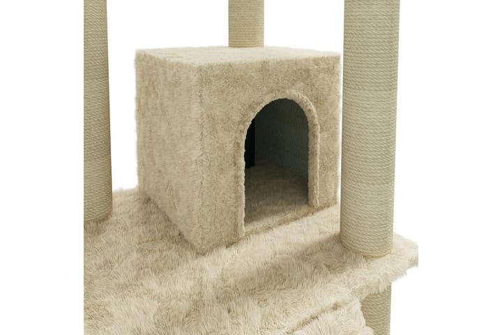 Kattetre med klorestolper i sisal kremhvit 155 cm - Krem - Møbler - Husdyrmøbler - Kattemøbler - Klorestativ & kloremøbler